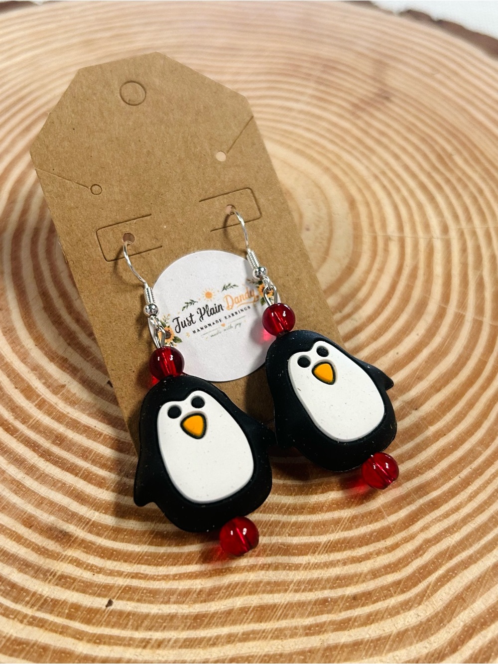 Cute Penguin Dangle Earrings Black White Winter Animal Jewelry